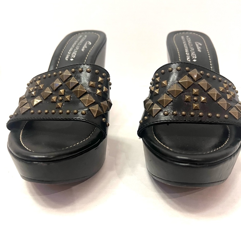 Donald J. Plane Black STIMA Jewel Wedge Sandal Sz 7.5 B13/11 - Picture 5 of 12